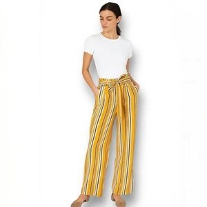 NWT After Market Mustard Striped Wide Leg Pants Tie In Yellow Size M